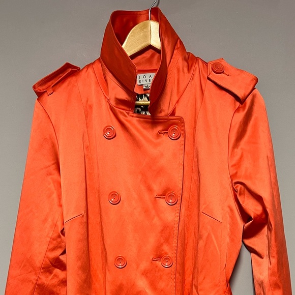 JOAN Rivers ORANGE Trench Coat WOMEN L - Picture 4 of 15